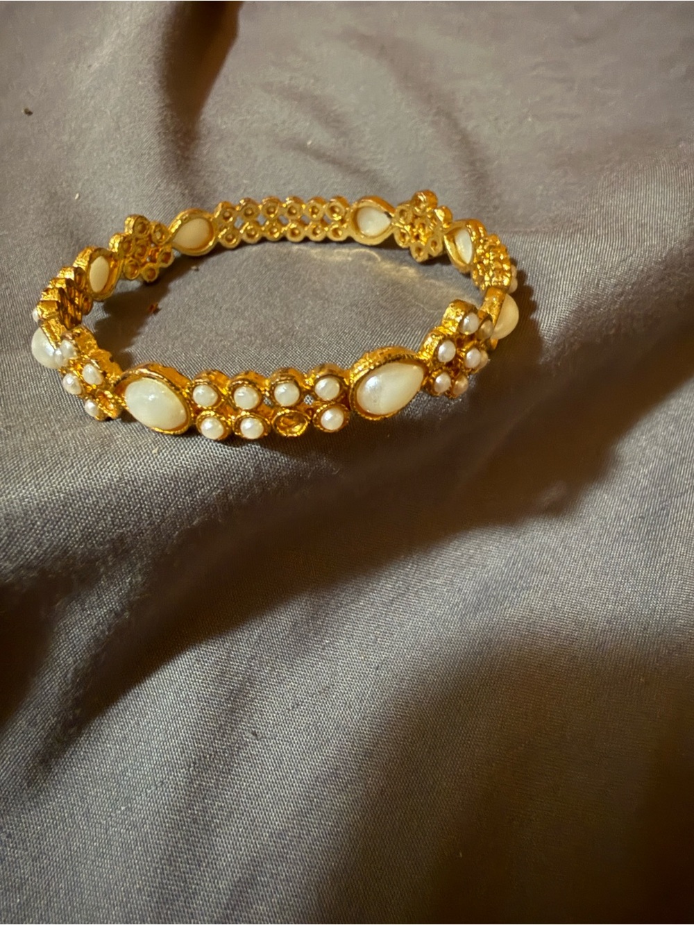 Gold and Pearl Tone Women's Bracelet